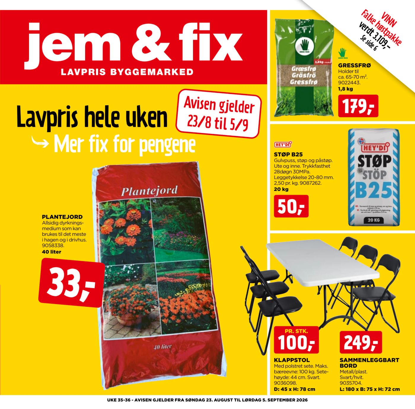 Jem & Fix kundeavis uke 36 – side 1