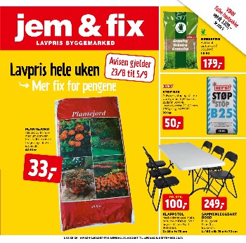 Jem & Fix kundeavis uke 36 – side 1